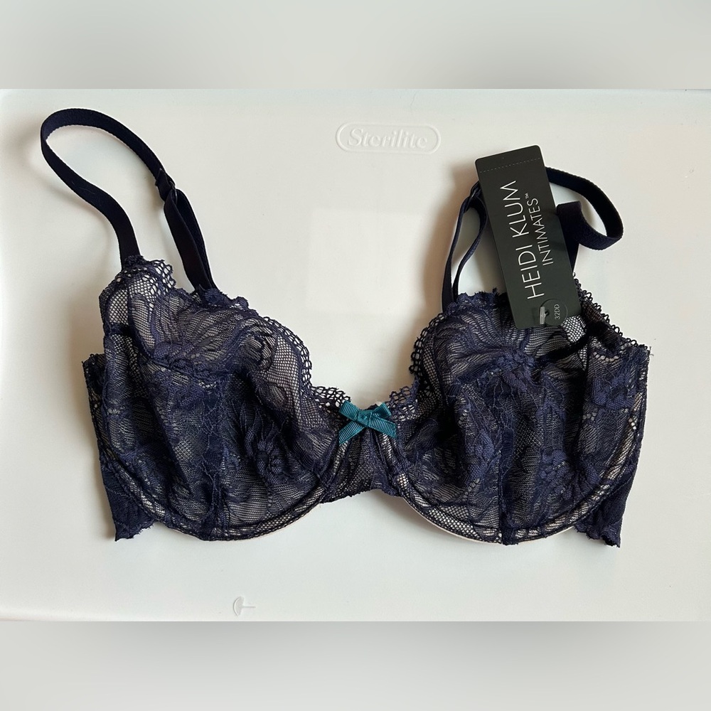 Heidi Klum Underwire Bra Navy Blue 32DD NWT